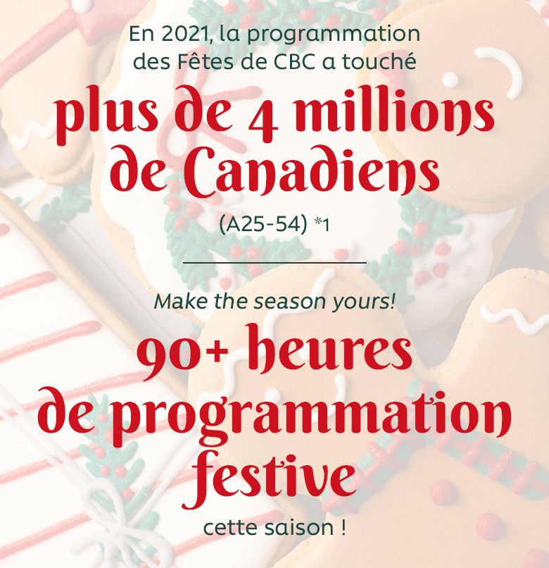 En 2021, la programmation des Fêtes de CBC a touché plus de 4 millions de Canadiens (A25-54) !