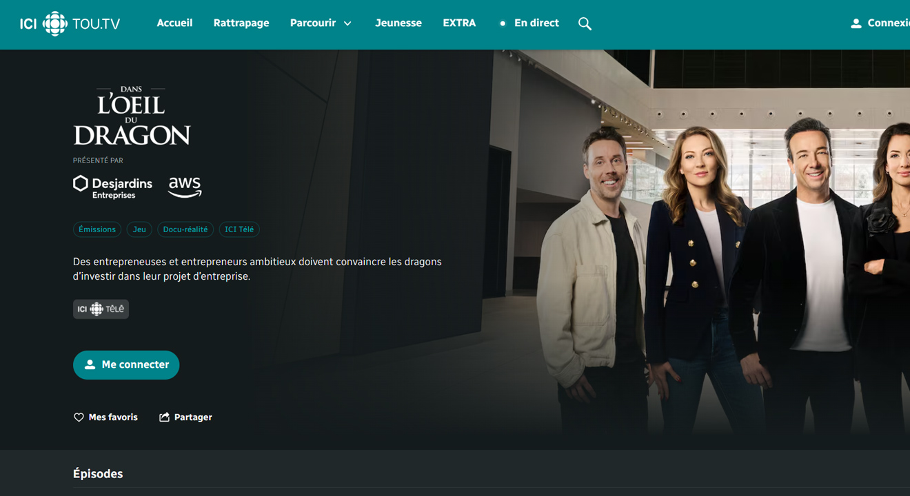 Logo Visibility ICI TOU.TV Program page Example 2 Sponsors