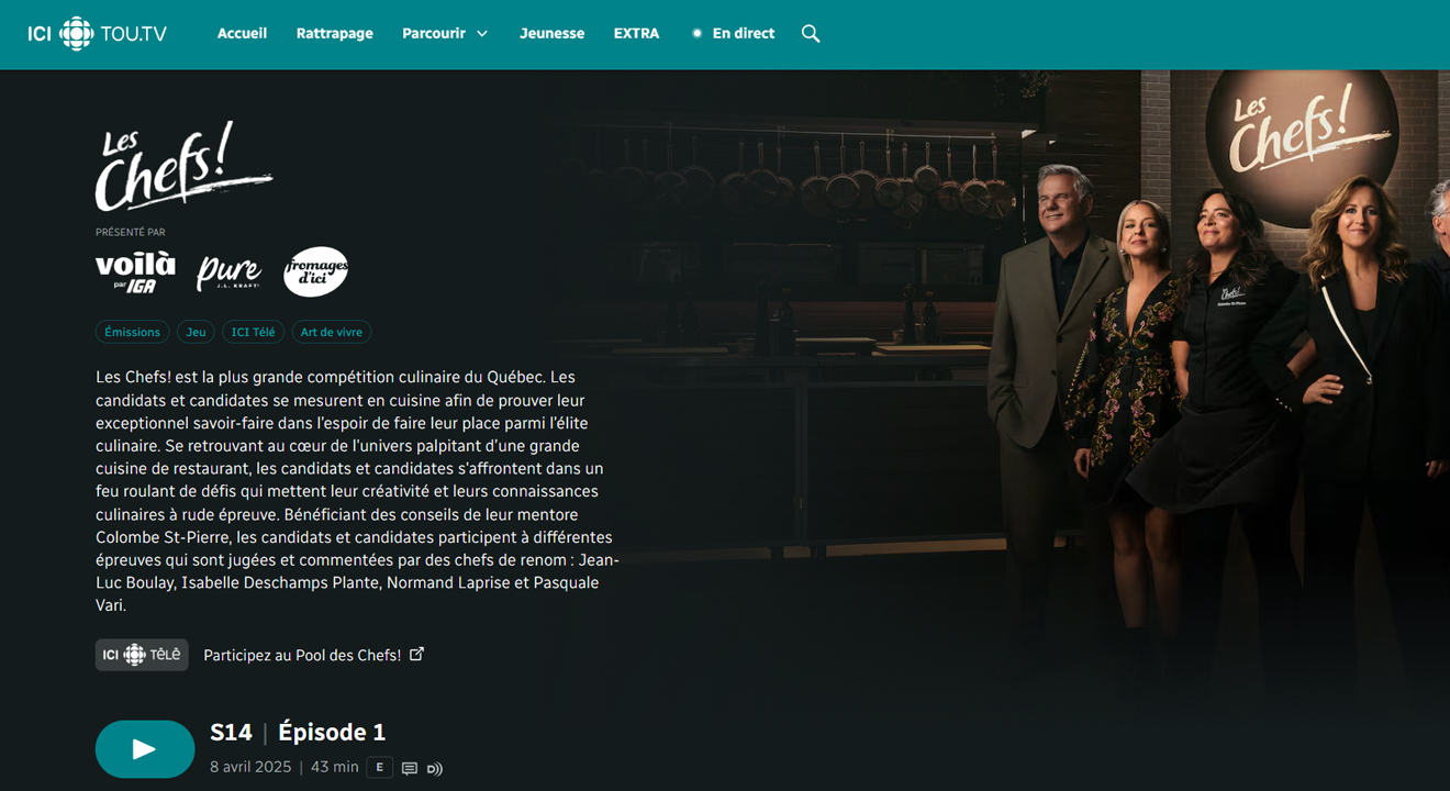 Logo Visibility ICI TOU.TV Program page Example 3 Sponsors