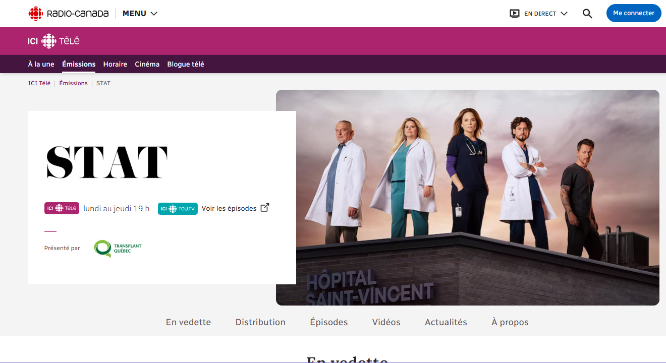 Logo Visibility Radio-Canada.ca Program page Example 1 Sponsor